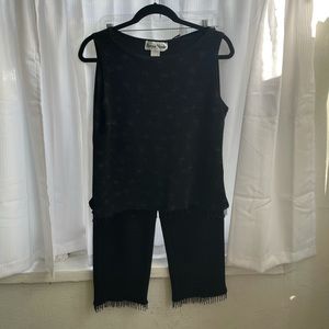 Ronni Nicole Vintage fringe Two-piece set black